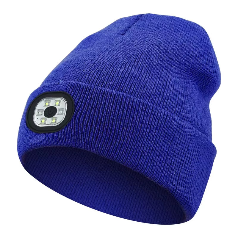 GlowGear™ LED Beanie Hat: USB Rechargeable Winter Headlamp Cap for Warmth & Hands-Free Light